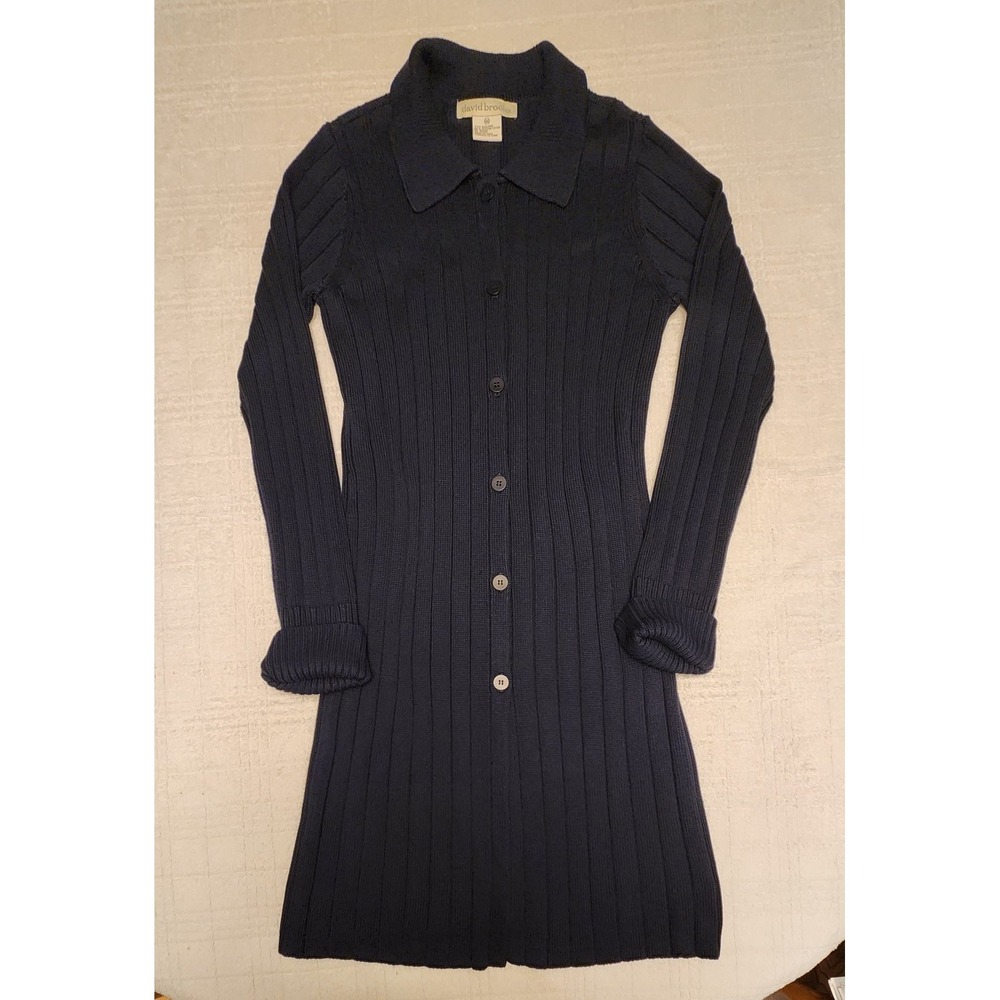 David Brooks Silk‎ Blend Cable Knit Ribbed Dress Classic Womens Medium